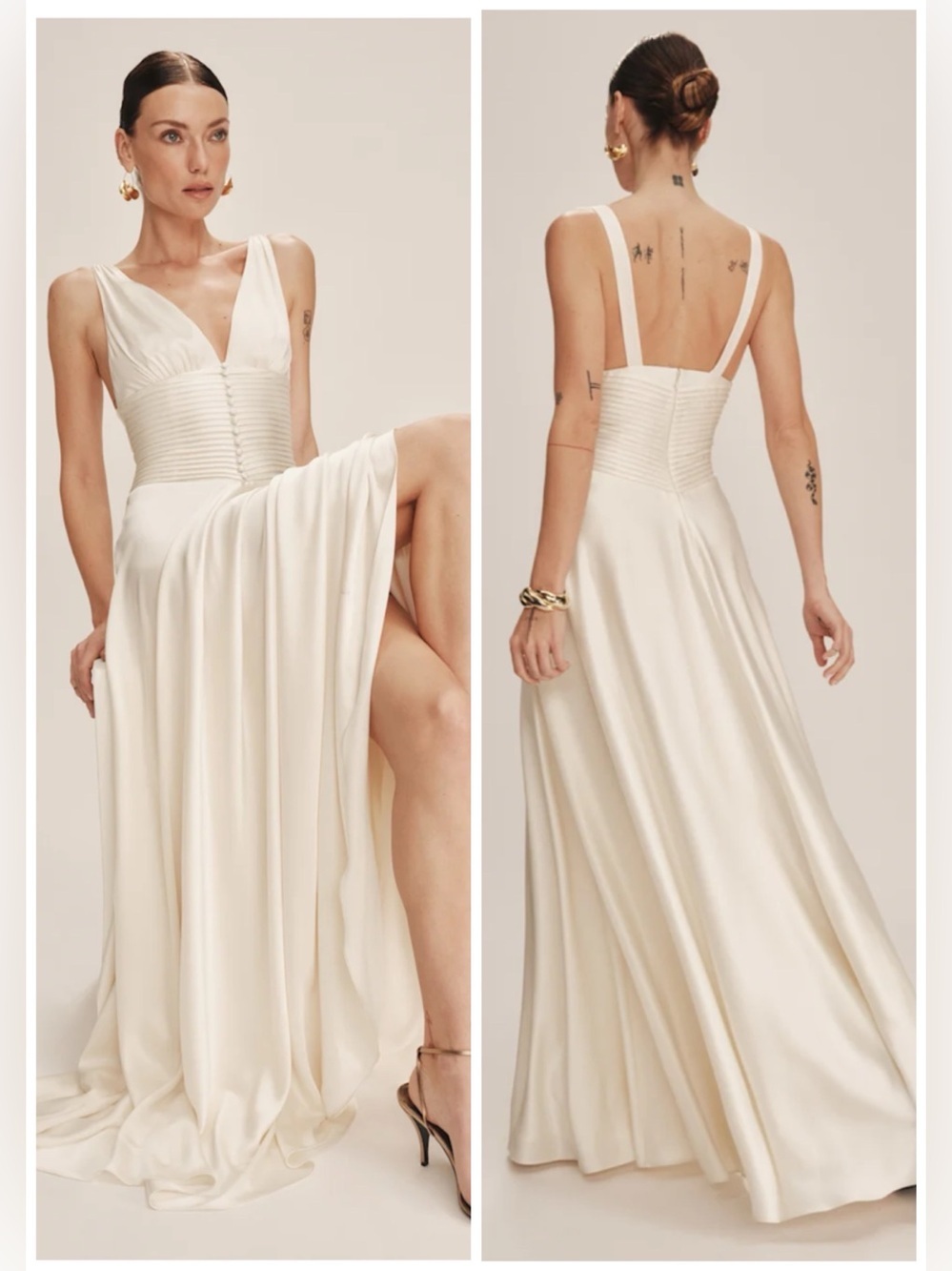 REFORMATION Arianwen Satin
Dress in Natural SZ US 10